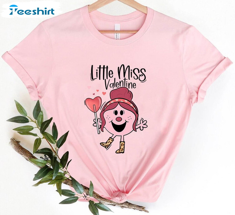 Little Miss Valentine Shirt, Valentine Ribbon Funny Short Sleeve Unisex T-shirt