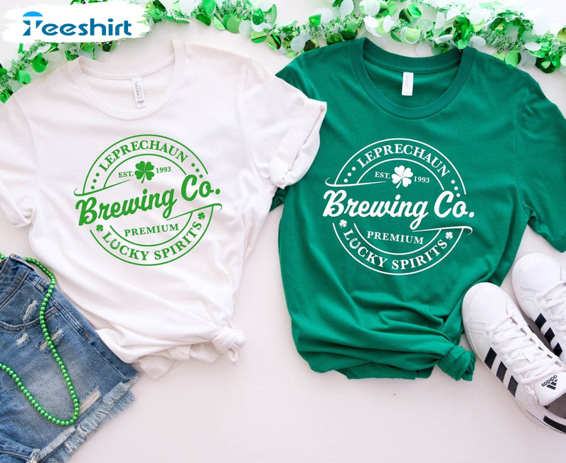 Leprechaun Brewing Co Shirt, St Patricks Day Vintage Crewneck Unisex Hoodie