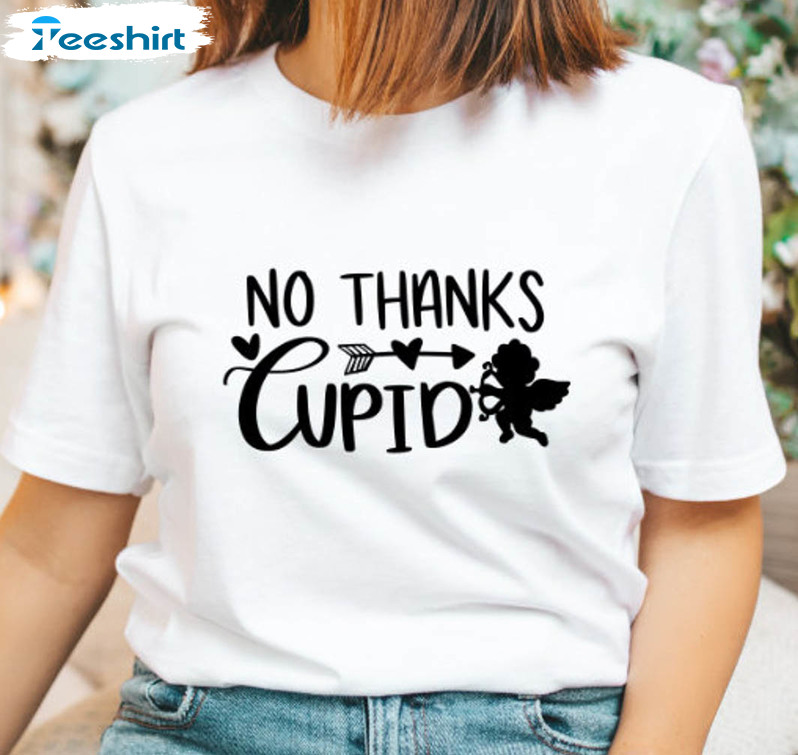 No Thanks Cupid Vintage Shirt, Valentine Unisex Hoodie Long Sleeve