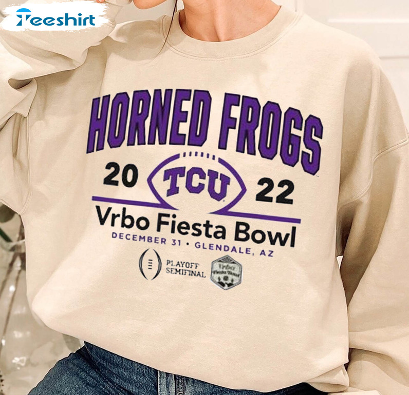 Michigan Vs Tcu College Football Shirt, Tcu Football Fiesta Bowl Short Sleeve Crewneck