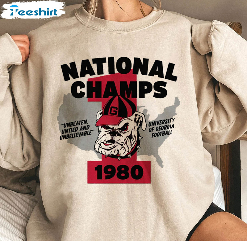 Retro Georgia 1980 National Champs Shirt, Go Dawgs Vintage Tee Tops Unisex T-shirt