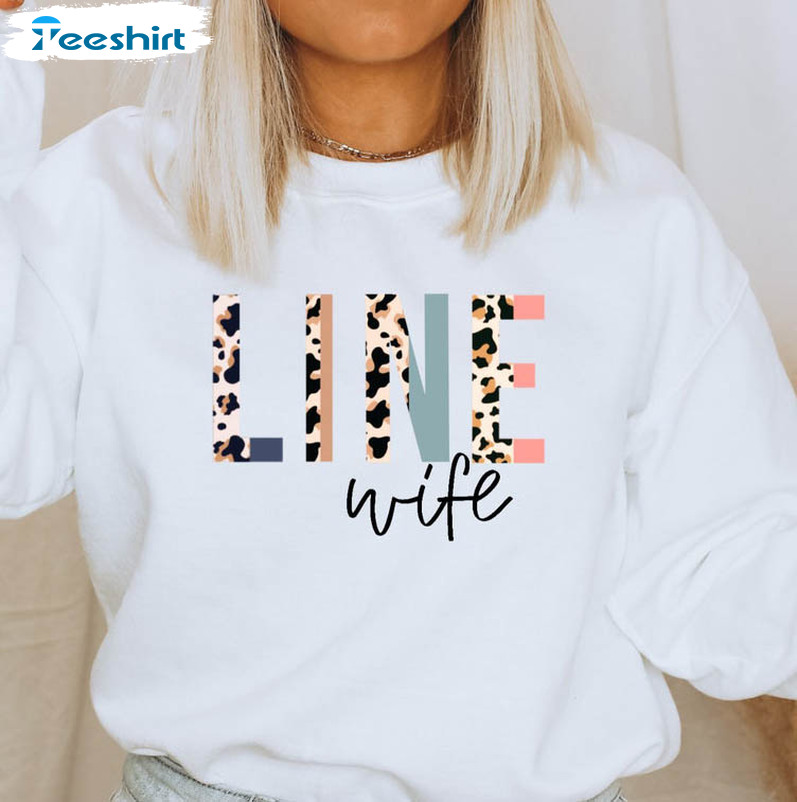 Line Wife Leopard Shirt, Trending Short Sleeve Sweatshirt