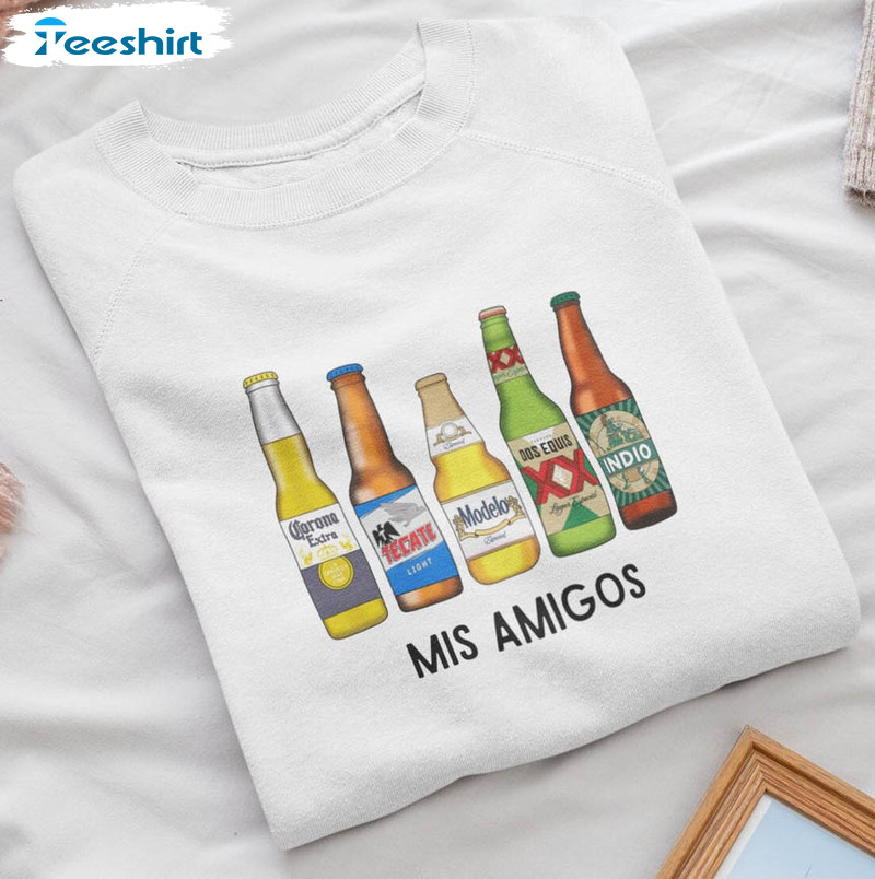 Mis Amigos My Friends Shirt, Trending Mexican Beer Short Sleeve Tee Tops