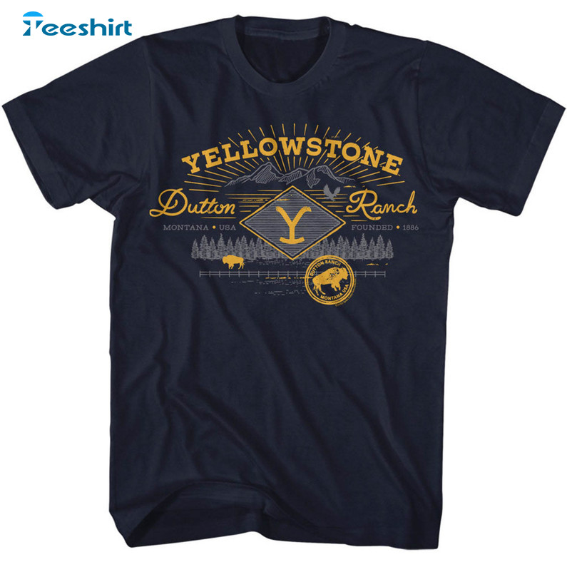 Yellowstone Dutton Ranch Shirt, Vintage Unisex Hoodie Short Sleeve