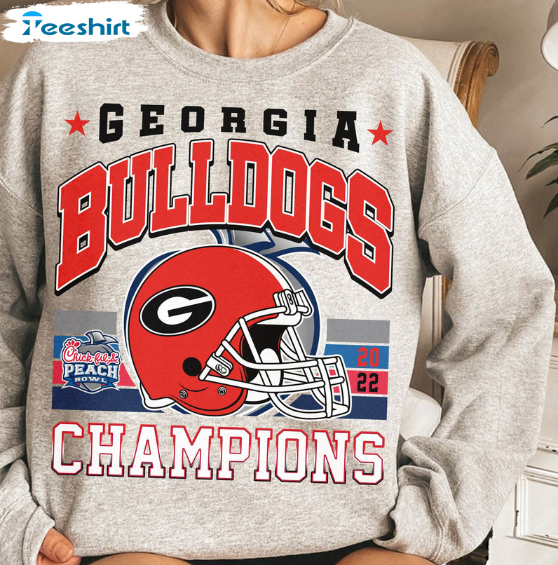 2022 Georgia Bulldogs Football Shirt, Champions Peach Bowl Long Sleeve Unisex Hoodie