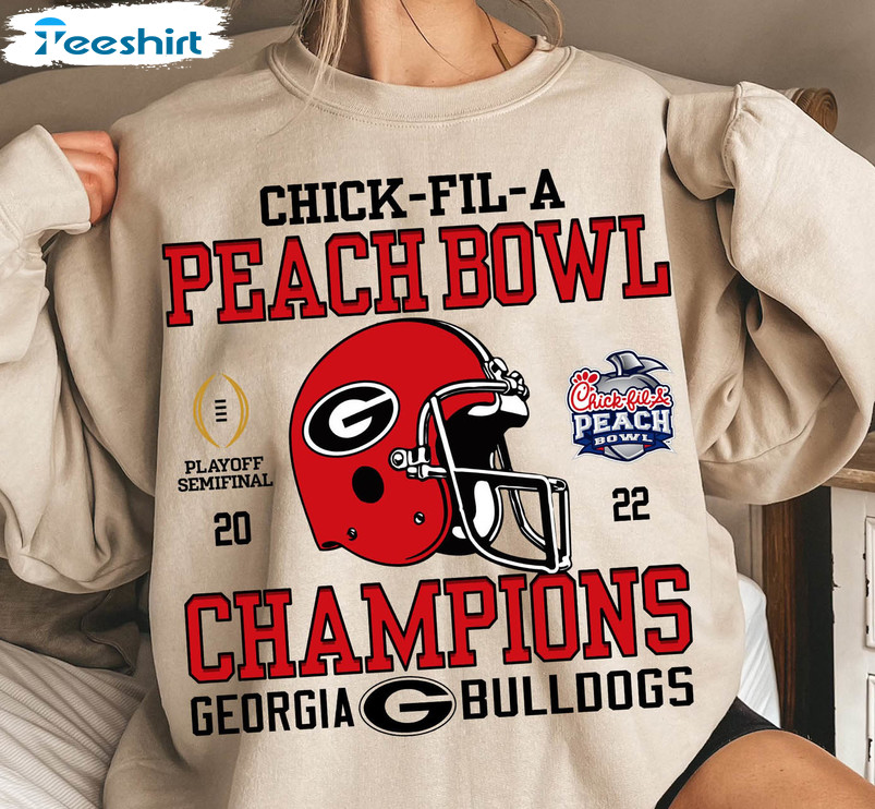Georgia Bulldogs Football Shirt, Peach Bowl Georgia Champion Unisex T-shirt Short Sleeve