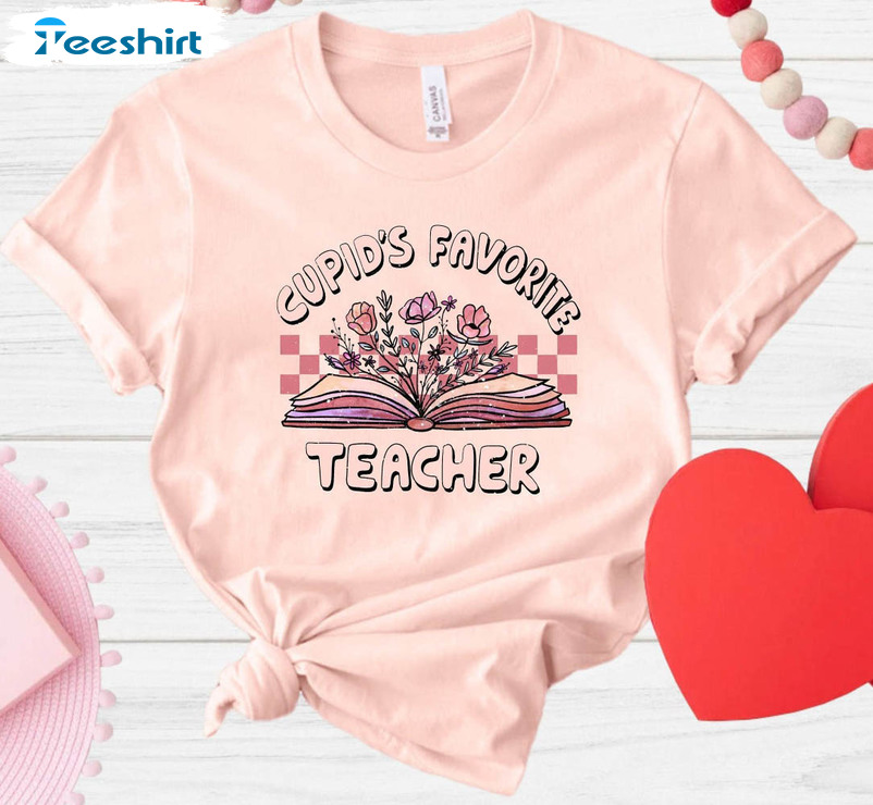 Cupid's Favorite Teacher Sweatshirt, Teacher Valentine's Day Unisex T-shirt Short Sleeve