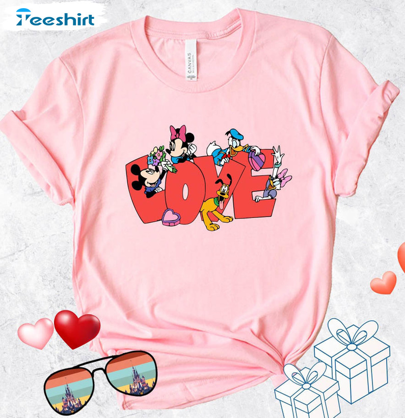 Mickey And Minnie Friends Shirt, Disney Valentine's Day Long Sleeve Unisex T-shirt