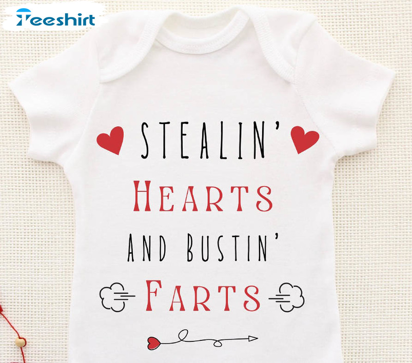 Stealin' Hearts And Bustin' Farts Funny Shirt, Valentine's Day Unisex Hoodie Long Sleeve