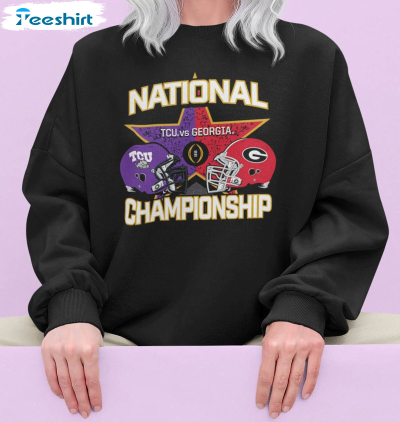 National Championship Shirt, Georgia Vs Tcu College Football Tee Tops Short Sleeve