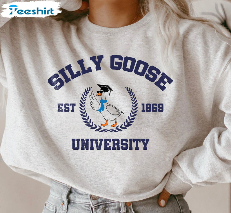 Silly Goose University EST 1869 Shirt, Goose Pullover Short Sleeve Crewneck