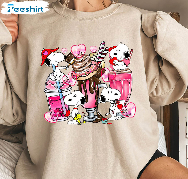 Snoopy Coffee Valentine Shirt, Drink And Food Valentine Unisex Hoodie Long Sleeve