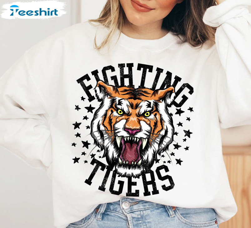Fighting Tiger Sweatshirt, Tiger Football Unisex T-shirt Long Sleeve