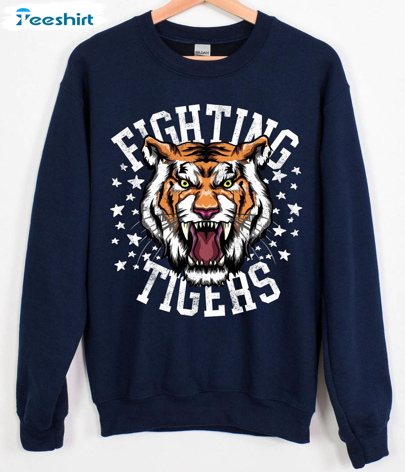 Fighting Tiger Sweatshirt, Tiger Football Unisex T-shirt Long Sleeve
