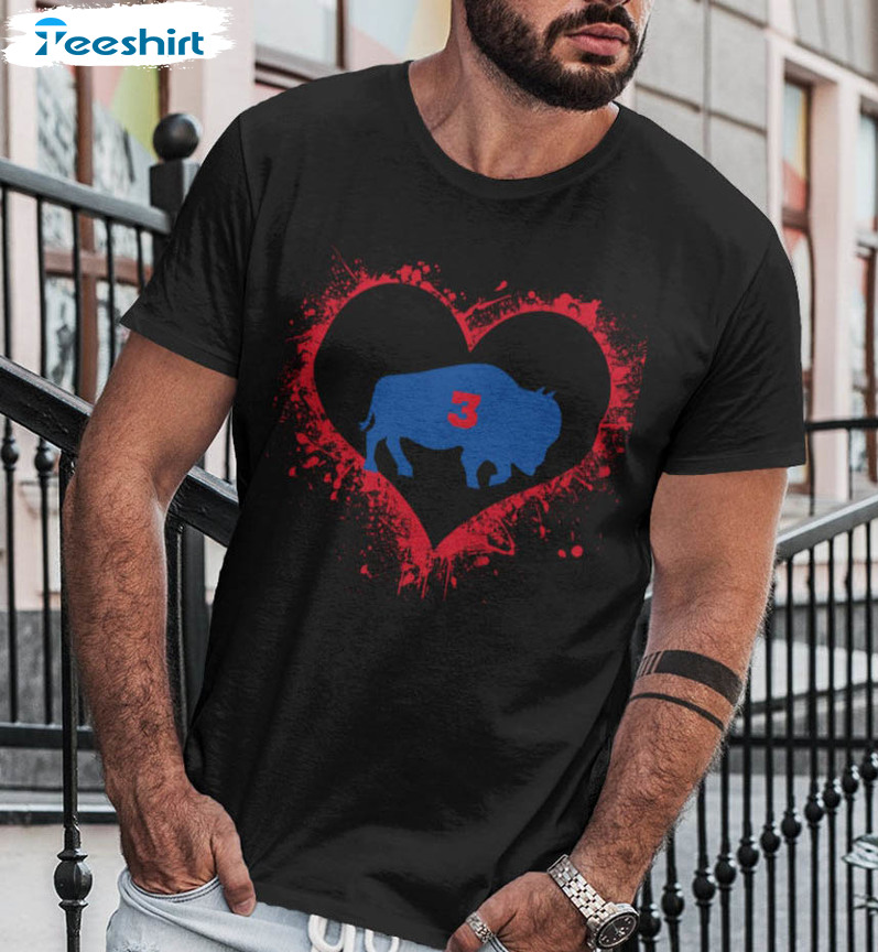 Damar Hamlin Heart 3 Shirt, Trending Long Sleeve Unisex T-shirt