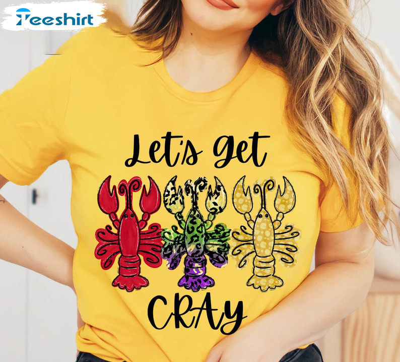 Let's Get Cray Shirt, Mardi Gras Beads Unisex T-shirt Short Sleeve