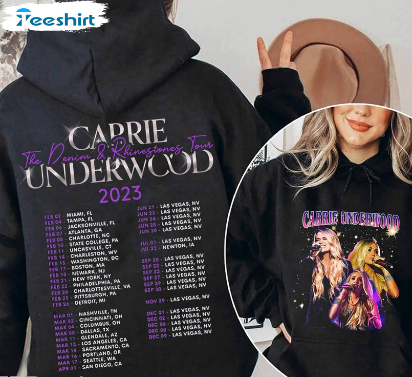 Carrie Underwood Shirt, Denim And Rhinestones Tour 2023 Short Sleeve Long Sleeve