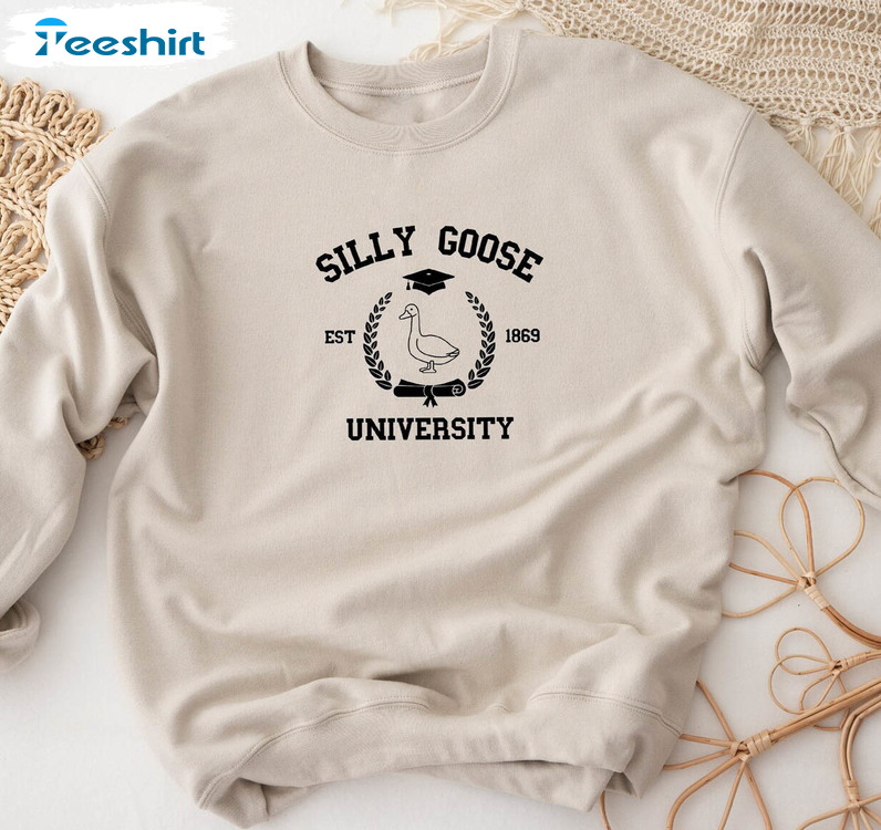 Silly Goose University Shirt, Trending Minimalist Long Sleeve Unisex T-shirt