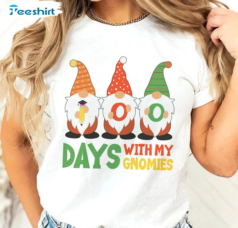 100 Days With Gnomies Shirt, Vintage Unisex Hoodie Tee Tops