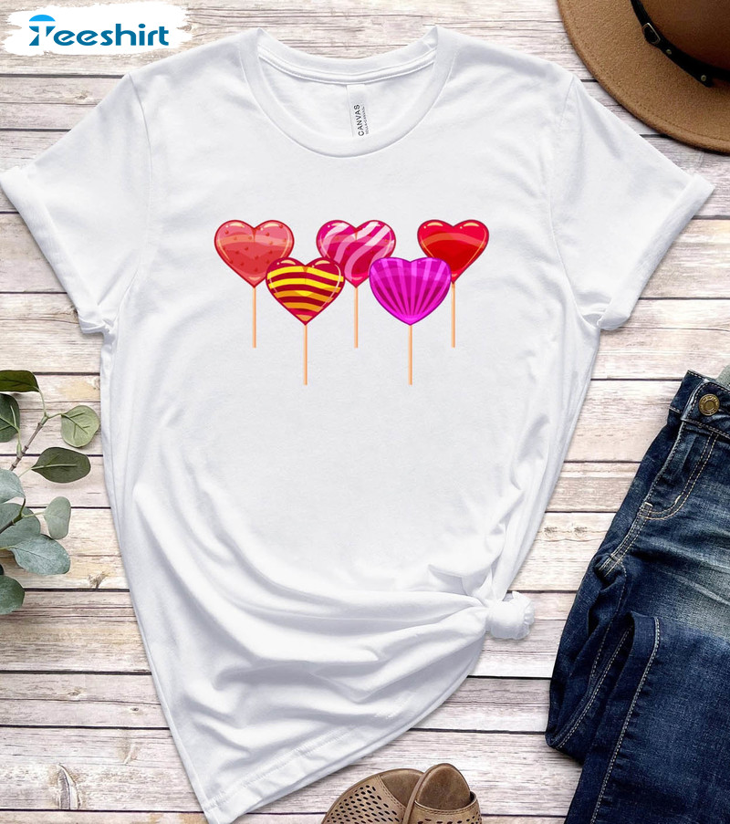 Lollipop Valentines Shirt, Valentines Day Vintage Unisex Hoodie Crewneck