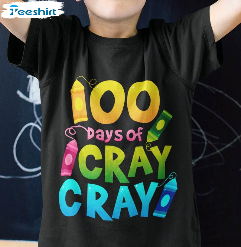 100 Days Of School Cray Cray Vintage Shirt, Happy 100th Day Of School Long Sleeve Tee Tops