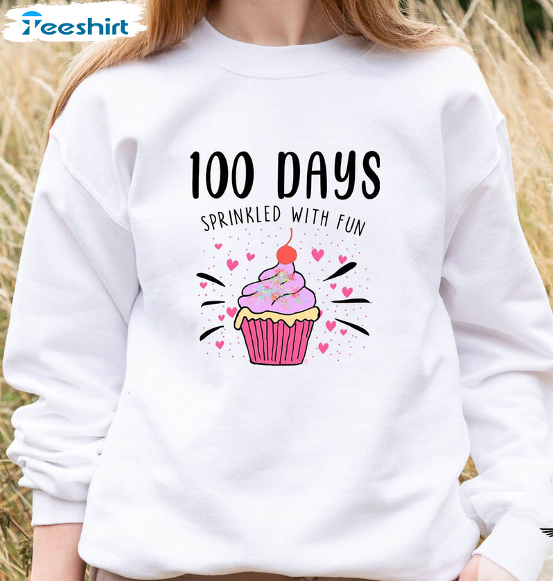 100 Days Sprinkled With Fun Sweatshirt, 100 Days Of School Long Sleeve Tee Tops