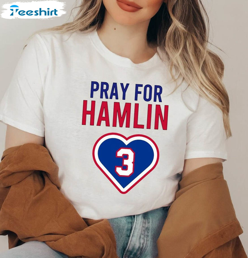 Pray For Hamlin Shirt, Trending Football Long Sleeve Unisex Hoodie