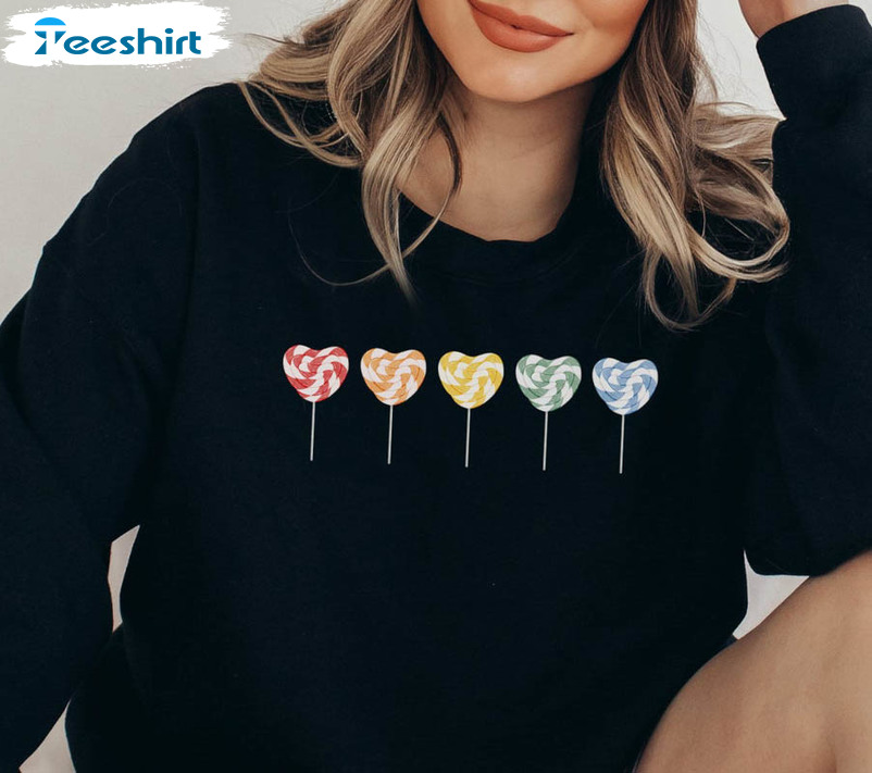 Lollipop Valentines Sweatshirt, Valentines Sucker Unisex Hoodie Short Sleeve