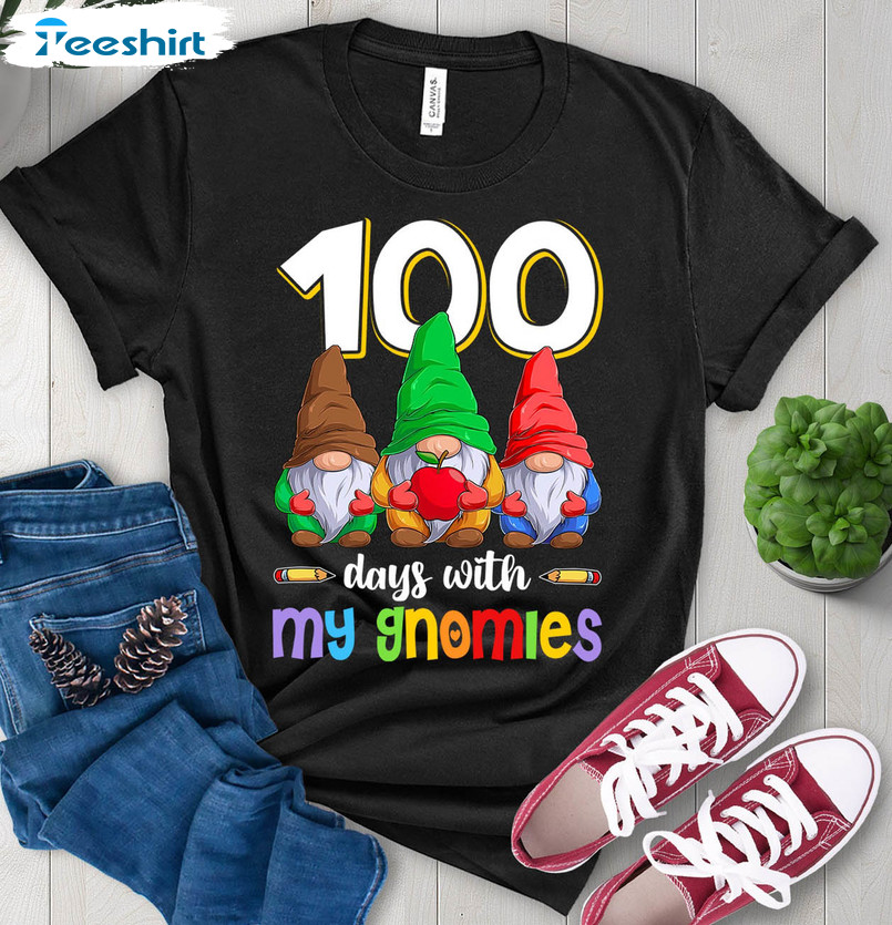 00 Days Of School With My Gnomies Trendy Sweatshirt, Short Sleeve