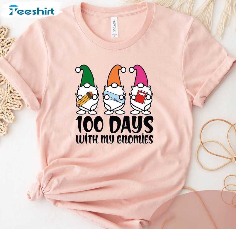 100 Days With My Gnomies Vintage Shirt, 100 Days Brighter Crewneck Unisex Hoodie