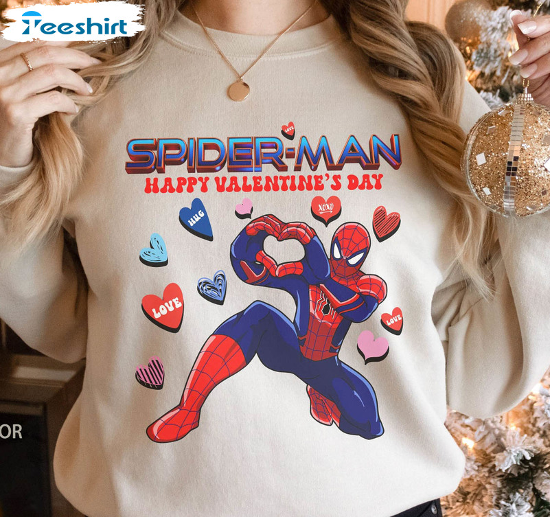 Spiderman Happy Valentines Day Shirt, Superhero Short Sleeve Unisex T-shirt