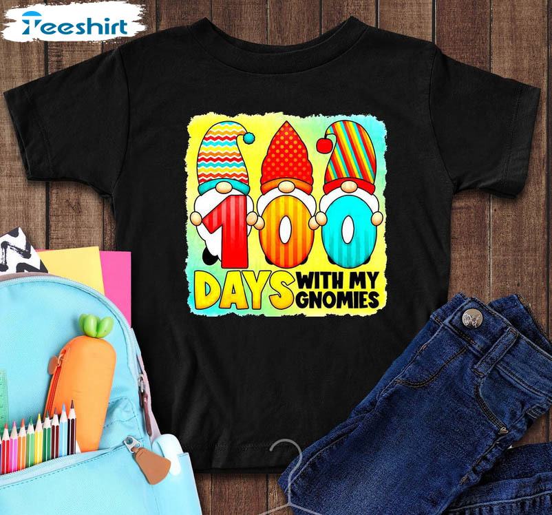 Funny 100 Days Of School Shirt , Gnomes Vintage Unisex Hoodie Crewneck