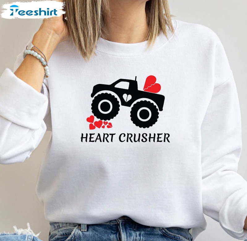 Heart Crusher Sweatshirt, Valentines Day Unisex Hoodie Short Sleeve