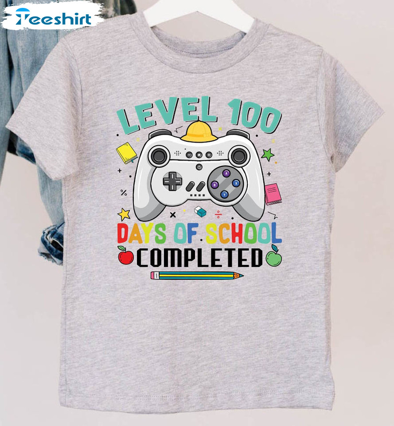 Level 100 Days Of School Completed Trendy Shirt, 100 Days Of School Long Sleeve Unisex T-shirt