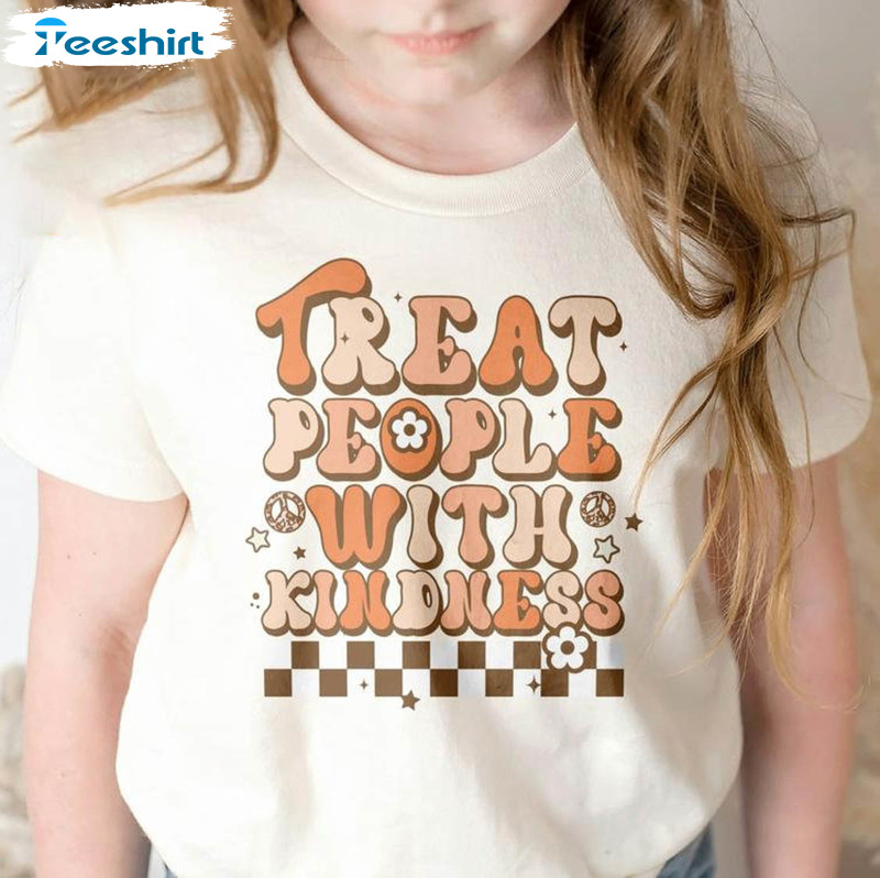 Treat People With Kindness Shirt, Bull Cute Toddler Unisex Hoodie Long Sleeve