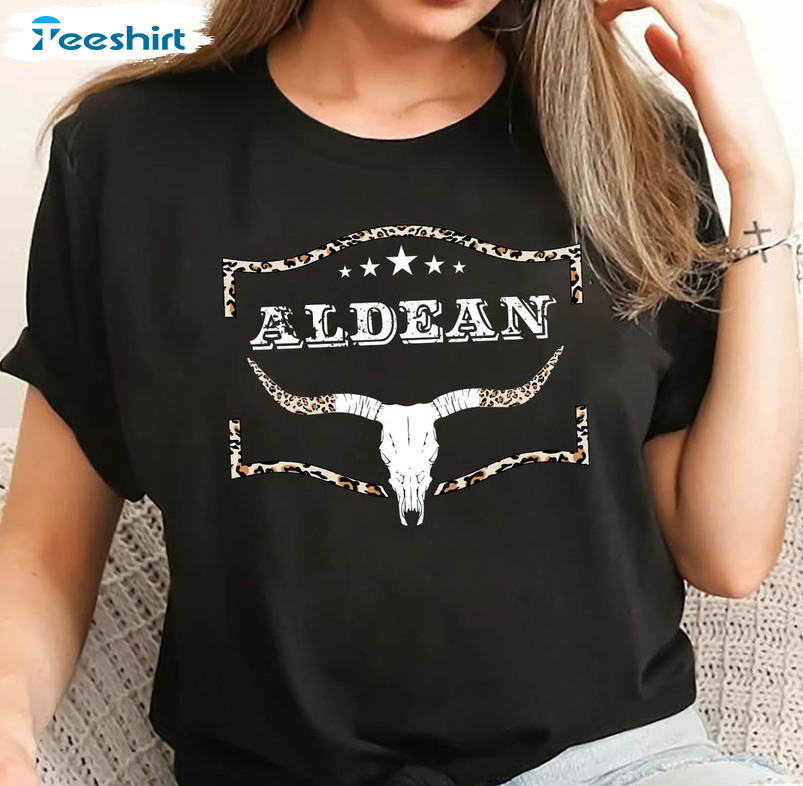 Aldean Country Sweatshirt, Bull Skull Cowboy Unisex T-shirt Crewneck