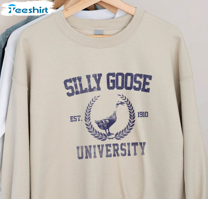 Vintage Silly Goose University Shirt, Funny Long Sleeve Unisex Hoodie