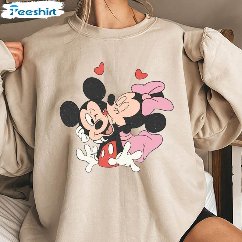 Vintage Disney Valentine Sweatshirt, Mickey Minnie Couple Unisex T-shirt Long Sleeve