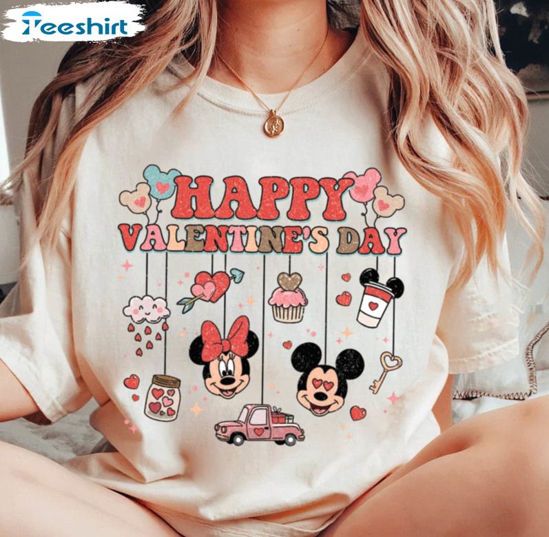 Happy Valentine's Day Shirt, Disney Matching Unisex Hoodie Long Sleeve