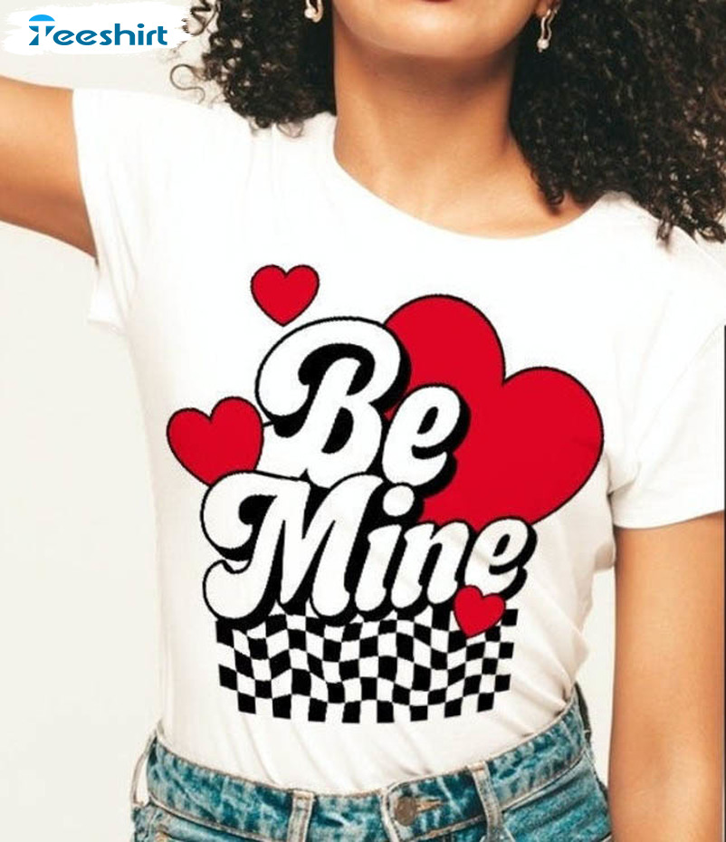 Be Mine Valentine Sweatshirt, Retro Heart Be Mine Unisex T-shirt Long Sleeve