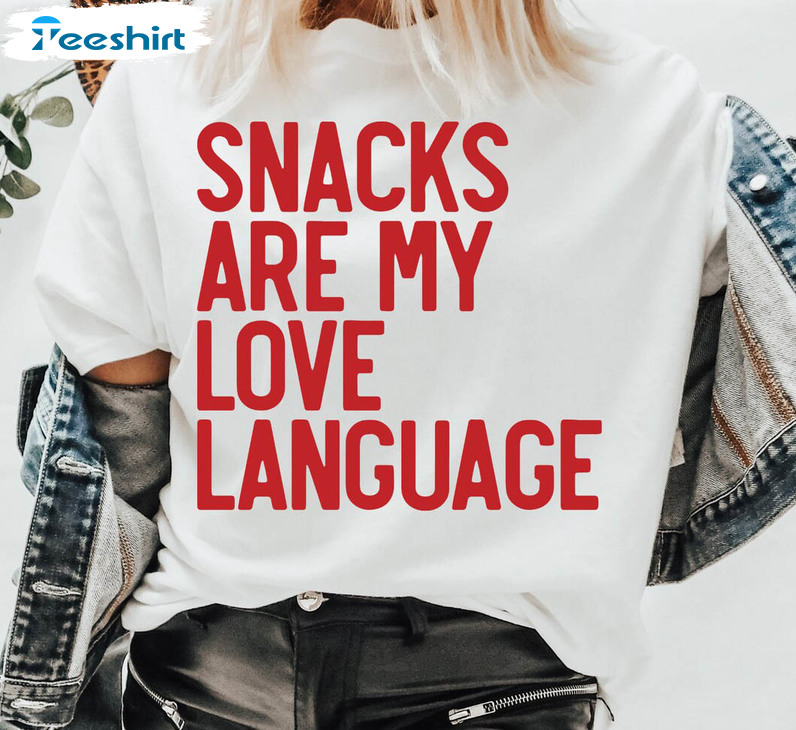 Snacks Are My Love Language Vintage Shirt, Trendy Valentines Long Sleeve Unisex T-shirt