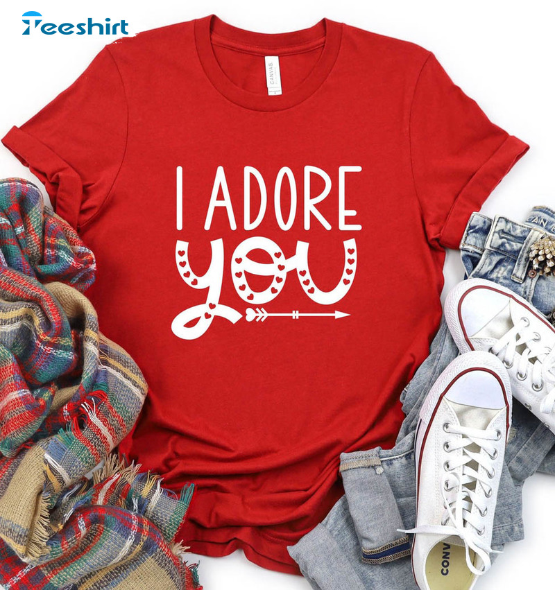 I Adore You Valentine's Sweatshirt, Cute Couple Unisex T-shirt Short Sleeve