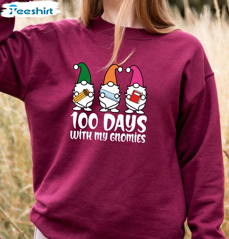 100 Days With My Gnomies Sweatshirt , 100 Days Brighter Unisex Hoodie Crewneck