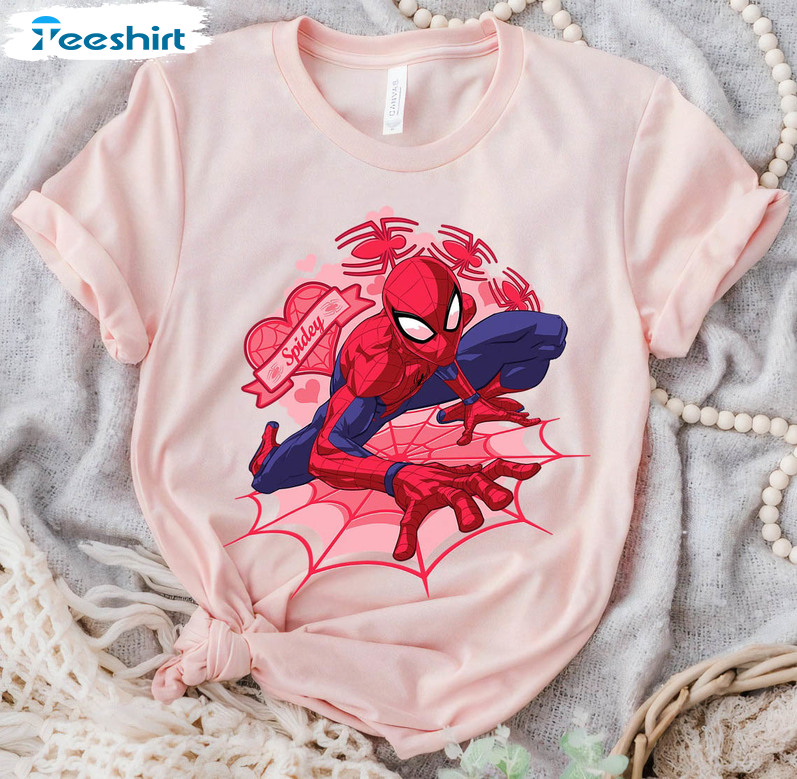 Marvel Spider Man Hearts Valentine Shirt, Disney Family Matching Unisex T-shirt Crewneck