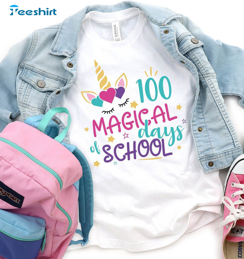 100 Magical Days Of School Shirt, 100 Days Brighter Unisex T-shirt Crewneck