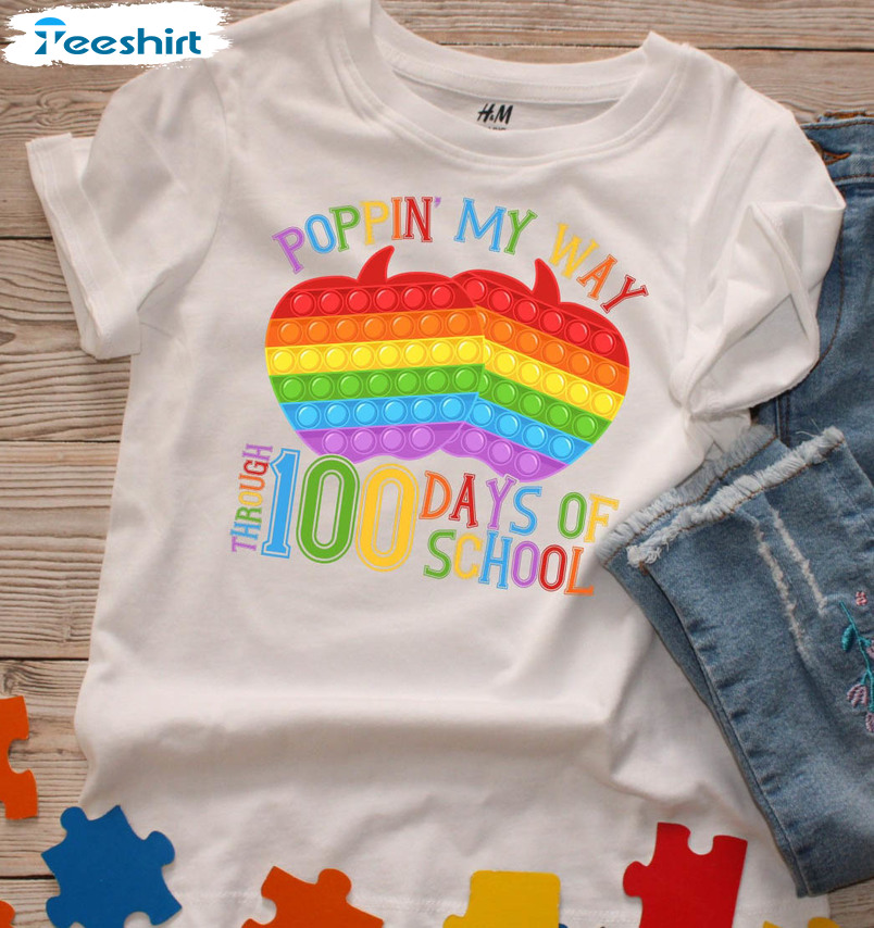 Poppin My Way Through 100 Days Of School Vintage Sweatshirt, Short Sleeve