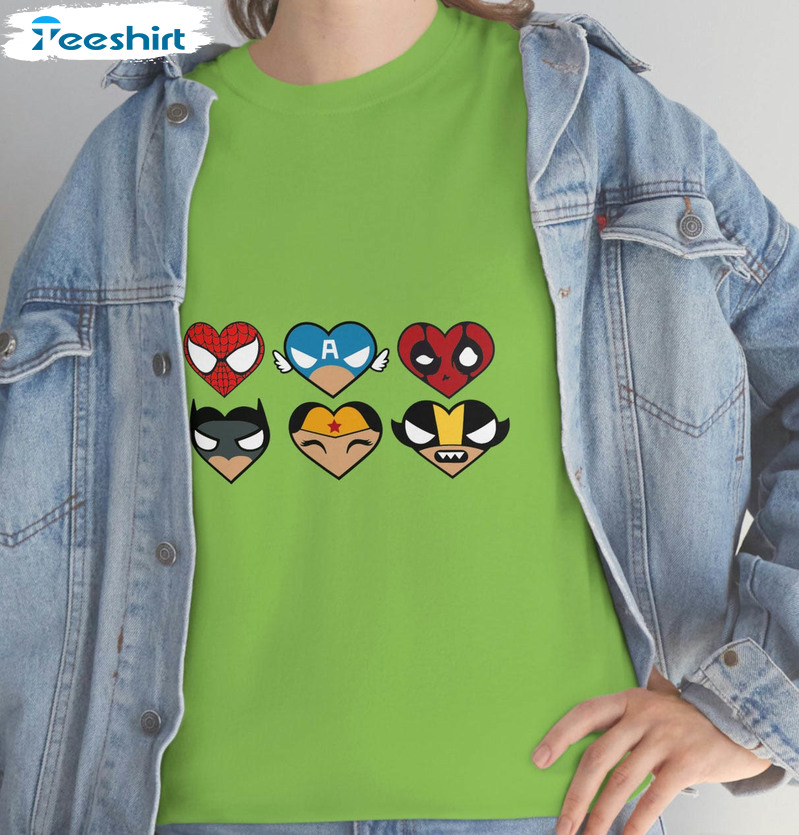 Superheroes Valentines Day Shirt , Cute Long Sleeve Unisex T-shirt