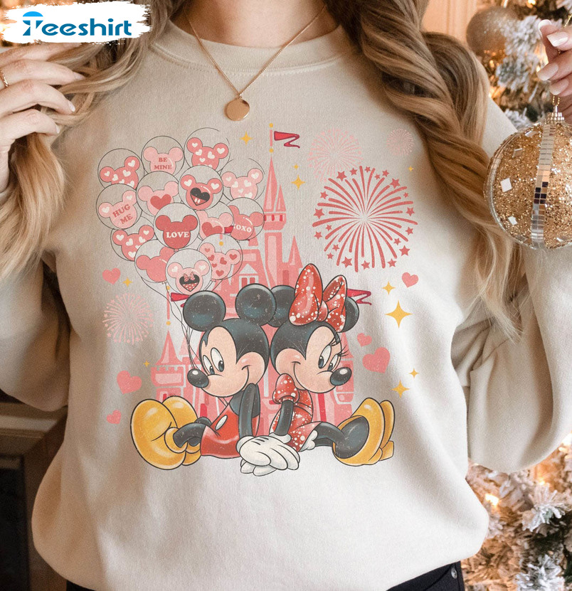Retro Mickey And Minnie Mouse Shirt, Couple Crewneck Unisex T-shirt