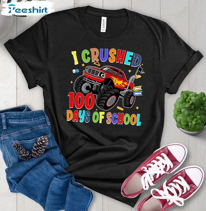 I Crushed 100 Days Of School Shirt, Colorful Sweatshirt Unisex Hoodie