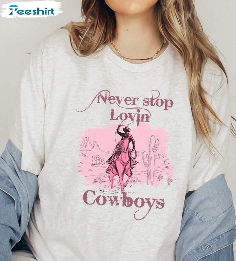 Never Stop Loving Cowboys Valentines Day Shirt, Trending Long Sleeve Unisex T-shirt